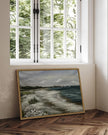 SHENIFY 16x24in Large Vintage Landscape Seascape Framed Canvas Wall Art Seaside Coastal Scenery Classic Hallway Bathroom Office Decor - Natural Framed