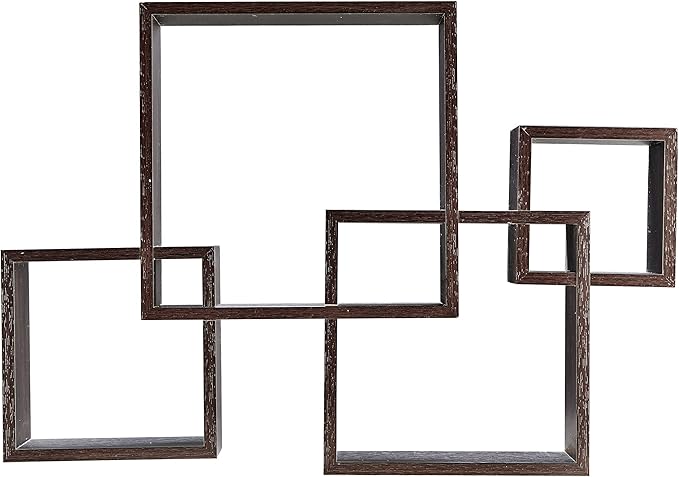 Danya B. Decorative Wall Mount Floating Intersecting Cube Accent Wall Shelf (Black)
