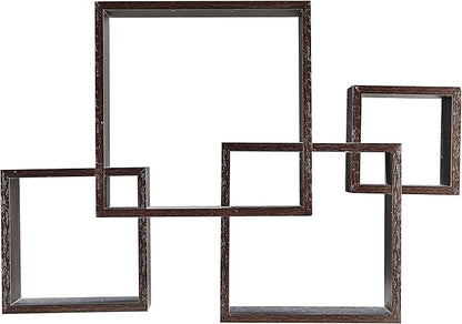 Danya B. Decorative Wall Mount Floating Intersecting Cube Accent Wall Shelf (Black)