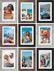 Vittanly 5x7 Picture Frames Set of 9, Display 4x6 Pictures with Mat or 5x7 without Mat, Photo Frames for Wall or Tabletop with Plexiglass, Engineered Wood, Black&Brown&Grey