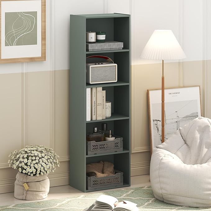 Furinno LUDER Book Shelf, 5-Tier Bookshelf, Bookcase, 9.4