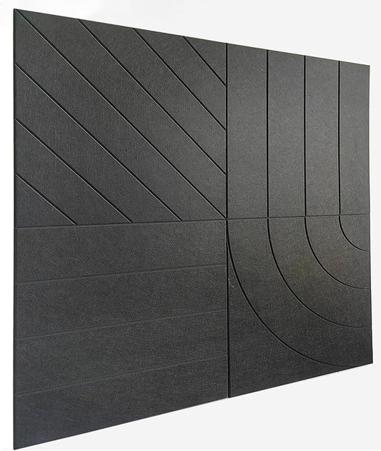 21.65" Large Square Acoustic Panels 4-Pack - Sound Absorbing Wall Panels, Noise Reducing Soundproof Decorative Felt Tiles for Home Office, Studio, Living Room - Black