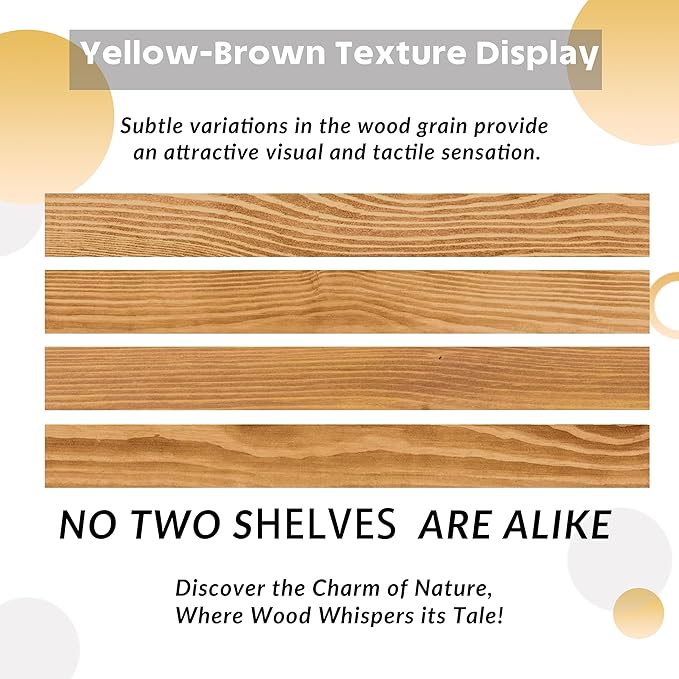 Rustic Floating Shelves 36 inch Long 8 inch deep Set of 2, Solid Wood Wall Shelves for Bedroom Living Room Kitchen,Book Shelf for Wall, Wall Mounted Shelves with Hidden Bracket- Gold Oak