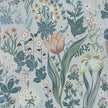 Peel and Stick Wallpaper Vintage Wall Paper Gray Blue Floral Contact Paper Removable Wallpaper 17.3