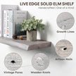 Live Edge Floating Shelf, 48 Inch Solid Elm Wood - Weathered Gray Rustic Wood Wall Shelf with Invisible Brackets for Living Room, Kitchen, Bathroom