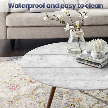 Decoroom Shiplap Peel and Stick Wallpaper 17.71" X 118" - Wood Contact Paper White Wood Plank Self-Adhesive Removable Vinyl Wrap Wall Paper for Countertops Furniture Wall Covering Home Decoration