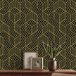WENMER Black and Gold Geometric Wallpaper, 17.7