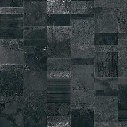 LACHEERY Dark Brick Peel and Stick Wallpaper Geometric Tiles 17.5"x275" Faux Brick Contact Paper Peel and Stick Stone Wallpaper 3D Textured Wall Paper for Bathroom Bedroom Walls Cabinets Fireplace