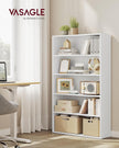 VASAGLE Custos Collection - Bookshelf, 5-Tier Bookcase, Book Shelf, Open Storage Shelf, 9.4 x 30 x 52.8 Inches, for Living Room, Home Office, Dinning Room, Cloud White ULBC175T14