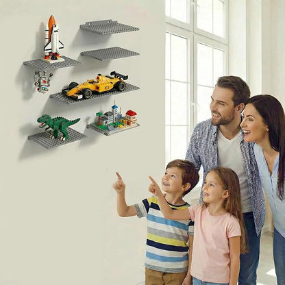 12 Pack Floating Shelves for Wall Display&Storage Compatible with Lego Building Bricks, Dual-Sided Wall Shelf with 16x13 Studs for Lego Shelf Display,Room Decor,Grey