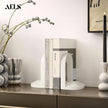 AELS Mordern Bookends, Mid Century Arch Heavy Duty Book Ends, Unique Decorative Bookend Supports for Shelves, Office Desktop Book Stand, Stopper for Books/Movies/CD, Cream