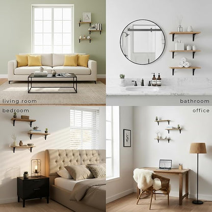 Willowy Reinforced Steel Bracket Wall Shelving for Bedroom - Easy to Install, Template and Video Included - Wall Shelves for Bedroom Decor, Lego Display Shelves