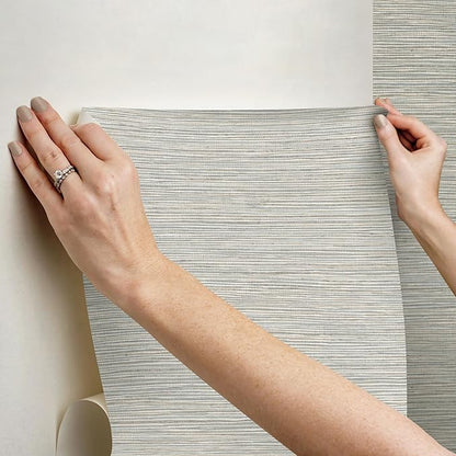RoomMates Neutral Jade Dimensional Grasscloth Peel and Stick Wallpaper, RMK12683PLW