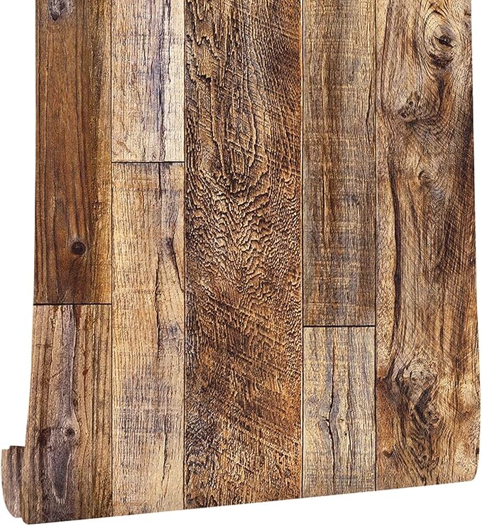 Yun-aeon Brown Wood Peel and Stick Wallpaper 17.3