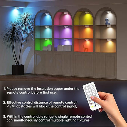 6 Pack Under Cabinet Lighting,Puck Lights with Remote,1200mAh Battery Operated Wireless Cloest Light,Under Counter Lights for Kitchen,Shelf,Hallway
