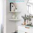 Corner Wall Shelves Set of 2, Rustic Wood Corner Floating Shelves with Cable Raceway, Wall Mount Storage Display for TV Accessories, Baby Monitor (White, Fan-shaped-12 Inch)