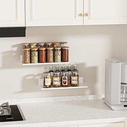 Floating Shelves for Wall 11.8Inch, Metal Adhesive Wall Shelves Set of 2, Modern Floating Shelf Mounted Display Storage for Bedroom, Living Room, Bathroom, Kitchen, Office