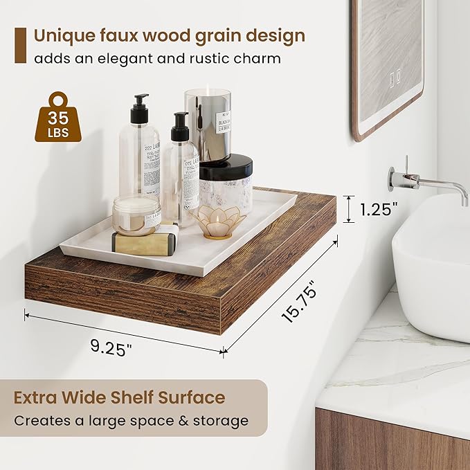Marsmiles 16in Floating Shelves for Wall, 16