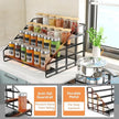 Spice Rack 4 Tier Kitchen Cabinet Organizer,Countertop Spice Rack,Tier Depth Adjustable Cabinet Shelf,Step Spice Organization Easy Visibility,Holds Seasoning and Condiments