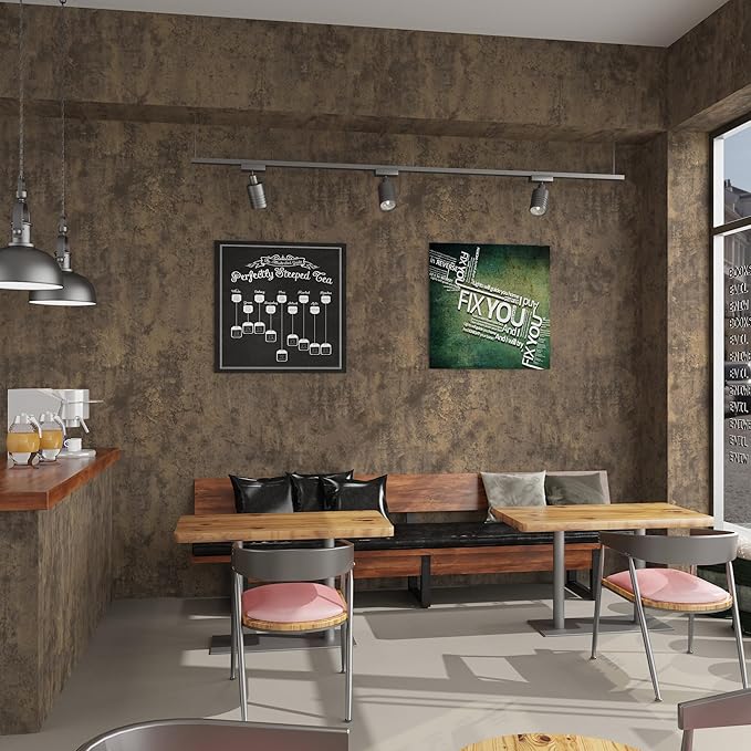 48x197in Extra Wide Concrete Wallpaper Peel and Stick Dark Brown Cement Countertop Contact Paper Waterproof Vinyl Wrap Matte Thick Bubble-Free Design Self-Adhesive Wall Sticker Retro Industrial Style