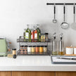 2 Tier Metal Kitchen Counter-top or Wall Mount Spice Rack, Jars Storage Organizer, Cabinet Holder, spice seasoning organizer for Partry (Bronze)