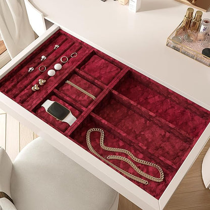 Wallercity Soft Red Velvet Felt Drawer Liner Self Adhesive Retro Velvet Burgundy Peel and Stick Wallpaper Jewelry Box Liner Decorative Flocked Fabric Wallpaper for Drawers Shelf Cabinets 11.8"x78.7"