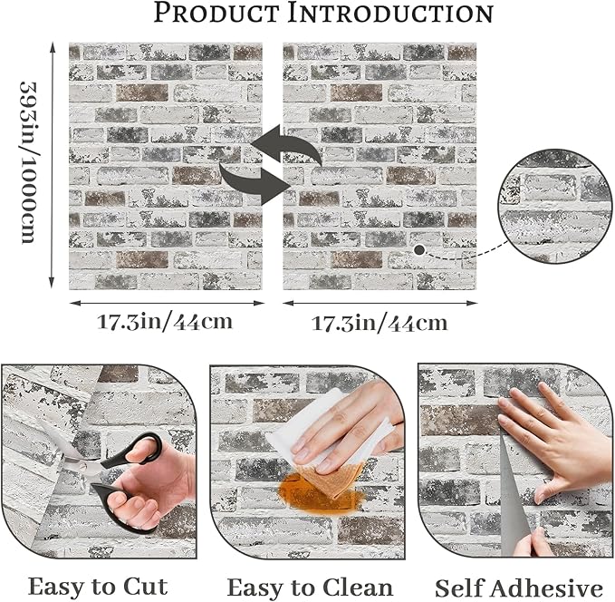 Brick Wallpaper Peel and Stick Wallpaper 17.3