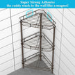 3 Tier Floor Standing Corner Shower Caddy Organizer Shelf with Hooks, Bathroom Shelves Stand Rack, Bronze