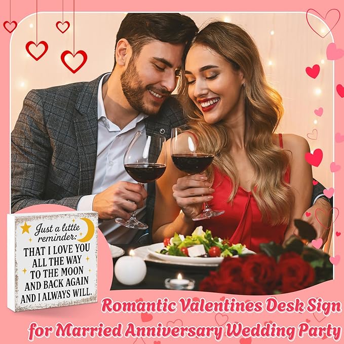 Valentines Desk Decor, Valentine's Day Home Office Table Sign for Wife Daughter from Dad Husband, Valentine Gifts Decorations for Porch Tiered Tray Shelf Party, Little Reminder That I Love You