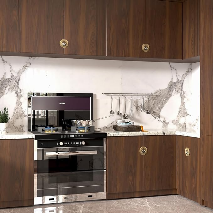 BOMENG Walnut Wood Contact Paper 16x197 inch Dark Brown Wood Wallpaper Peel and Stick Waterproof Removable Faux Wood Grain Vinyl Wrap Vintage Countertop Paper for Drawer Liner Cabinets Walls Desk