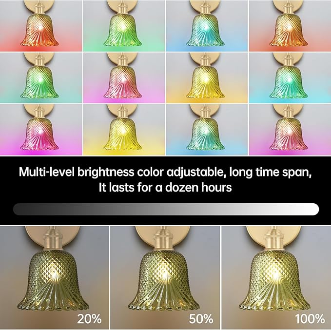 GEEZO Vintage Battery Operated Wall Sconce, with Rechargeable Battery Powered Wall Light with Remote Control for Bedside Bedroom