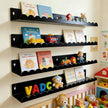 24 Inch Nursery Book Shelves Set of 4, Black Metal Floating Shelves for Wall, Scalloped Cloud Book Shelf for Kids Room, Bathroom, Bedroom, Playroom Wall Decor & Storage