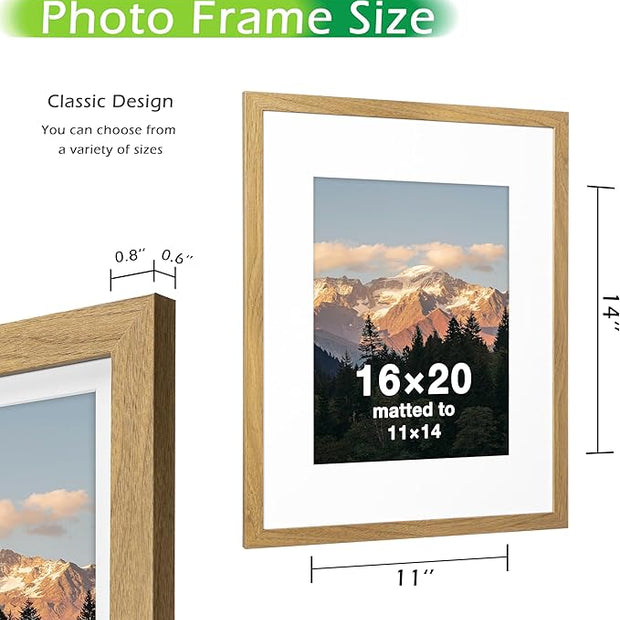 FrameWorks 2-Pack, 16x20 Matted to 11x14 Picture Frame, Golden Oak – Classic Wooden Photo Frame with Tempered Glass, Modern Matte Finish for Prints, Posters, Certificates & Wall Decor – Gallery-Ready