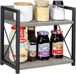 Giikin Countertop Shelf Organizer, 2 Tier Kitchen Spice Rack Organizer for Countertop, Wood Coffee Counter Shelf Organizer for Home (Grey, S)