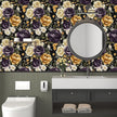 Floral Black Vintage Wallpaper Peel and Stick Dark Purple Beige Peony Contact Paper 17.5