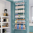 Over The Door Pantry Organizer，6-Tier Over The Door Organizer with Adjustable Basket，Metal Hanging Pantry Organizers and Storage for Kitchen, Back of Door Seasoning Rack (White)