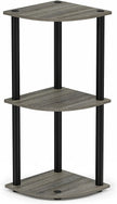 Furinno TURN-N-TUBE Corner Shelf, 3-Tier Corner Bookshelf, Display Storage Shelves with Open Shelves, for Organization and Storage, Living Room, Home Office, Garage, French Oak