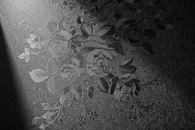 Black Peel and Stick Wallpaper Floral Black Wallpaper 17.7inch x 118.1inch Embossed Flower Contact Paper Peel and Stick Textured Self Adhesive Removable Wall Paper Floral Vinyl for Cabinets