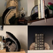 JIC Gem Geode Bookends Large Black Crystal Bookends Decorative Heavy Duty Agate Book Ends for Shelves 1 Pair 4 to 6 LBS with Rubber Bumpers
