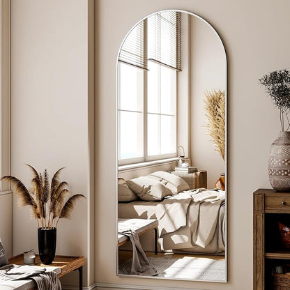 24x68 Arched Full Length Mirror Floor Mirrors with Aluminum Alloy Frame Free-Standing Wall Mounted Floor Mirrors or Large Dressing Mirror, Silver Mirror Full Length