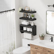 QEEIG Bathroom Floating Shelves for Wall - Shelf Over Toilet Paper Storage Farmhouse 16 inch Set of 3, Black (028-40B3)
