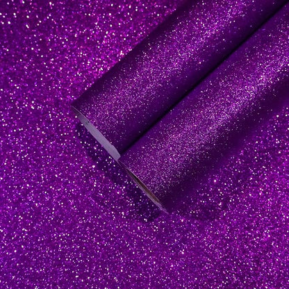 CHIHUT 15.7''x236'' Dark Purple Glitter Contact Paper Peel and Stick for Bedroom Walls Self Adhesive Sparkle Glitter Wallpaper Decorative Removable Purple Wallpaper Fabric Roll for Cabinet Shelf Liner