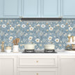 Blue Floral Peel and Stick Wallpaper White Botanical Contact Paper Vintage Leaf Wall Mural for Bedroom Bathroom Vinyl Waterproof Self Adhesive Removable Renter Dorm Wall Paper 17.5