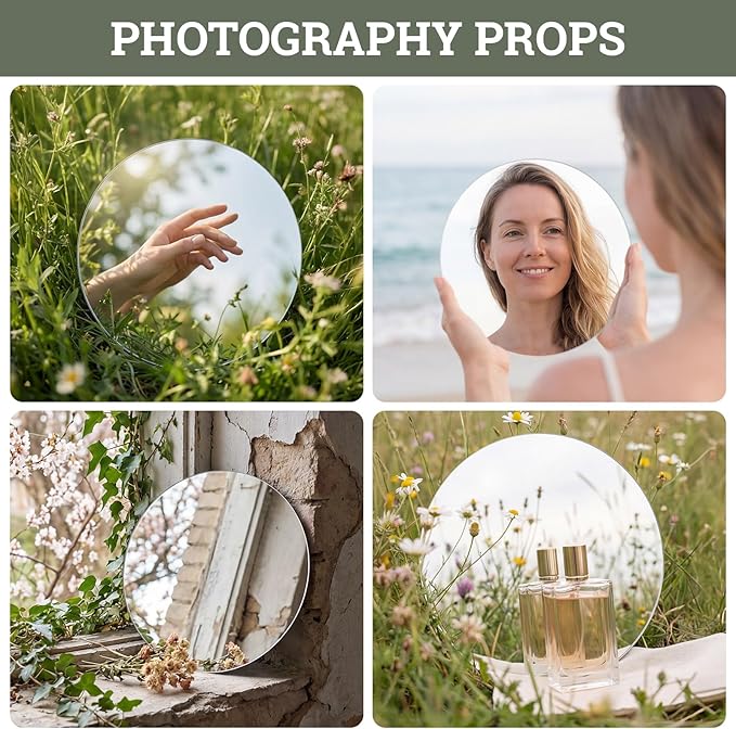 SUREAM Mirror Centerpieces for Tables, 12 Packs 8 Inch Circle Mirror, Centerpiece Base for Wedding Table Wall Party Decorations, 2mm Thick
