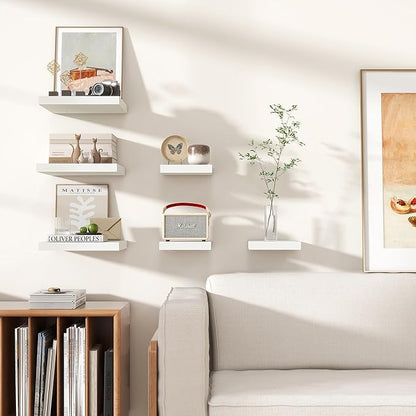 Square Floating Shelves for Wall 8"W x 8"D x 1.2"H, Small Engineered Wood Wall Shelves with Invisible Brackets for Living Room Bedroom Bathroom Office Kitchen Storage & Decor, White Finish, Set of 3