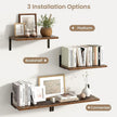 Fun Memories Deep Floating Shelves, 16W x 8D Floating Shelves Set of 2, Wall Mounted Shelf with Metal Brackets, Rustic Wood Wall Shelf for Bathroom, Kitchen and Living Room, Rustic Brown