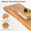 fuqing Wood Floating Shelves for Wall - Solid Elm Wood Live Edge Floating Shelves 24 Inch - 9 Inch Deep Natural Wooden Wall Shelves with Upgraded Heavy Duty Brackets and Anchors