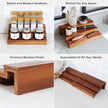KitchenEdge Expandable Spice Rack Organizer for Cabinet, 3-Tier Shelf for Spice Organization (11” to 22”), Fits 36 Spice Jars, Seasoning and Pantry Storage, Non-Slip Feet, 100% Acacia Wood