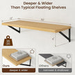 Axeman Deep Floating Shelves - 30 Inch Floating Shelves Set of 2-12 Inch Deep Oak Wall Shelves for Living Room Bathroom Kitchen