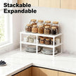 2 Pack Expandable Cabinet Shelves Organizer Width 11'' Stackable Kitchen Counter Storage Shelves,Adjustable Width Pantry Shelf Spice Rack